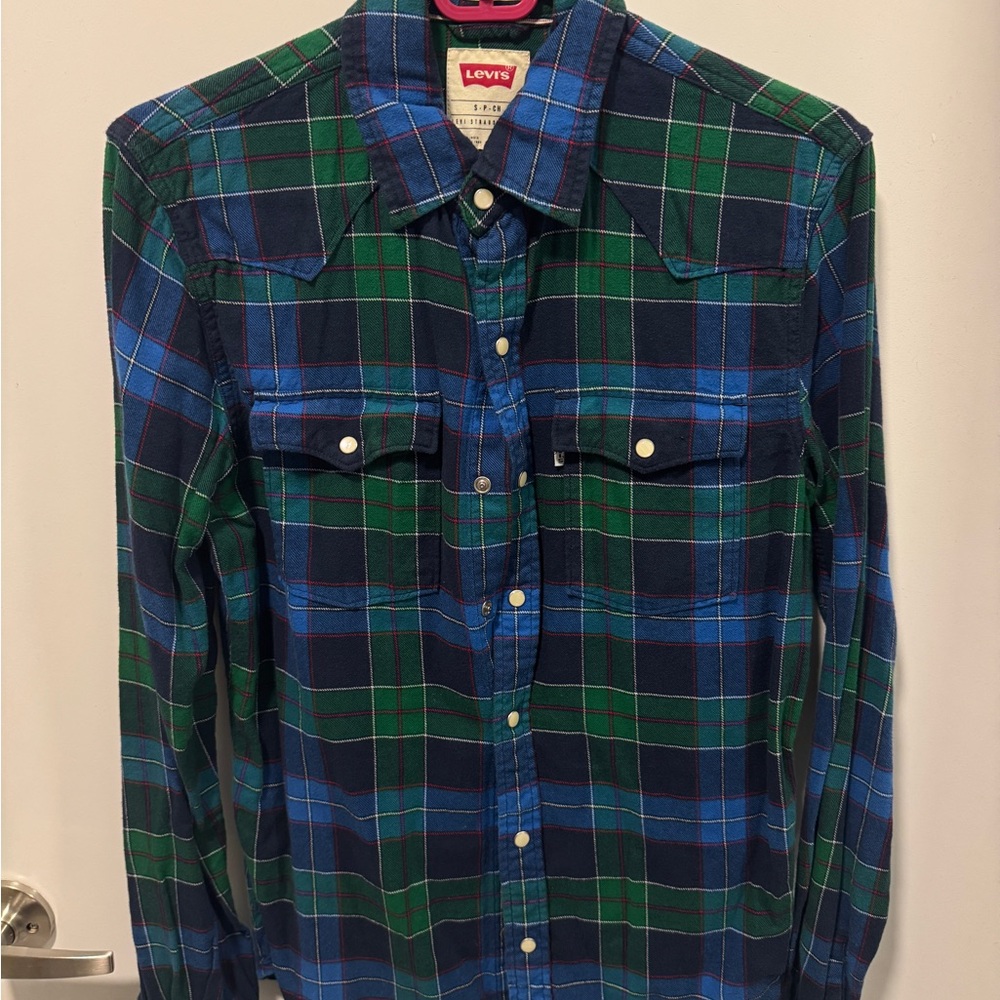 Levi's Green and Blue Plaid Shirt